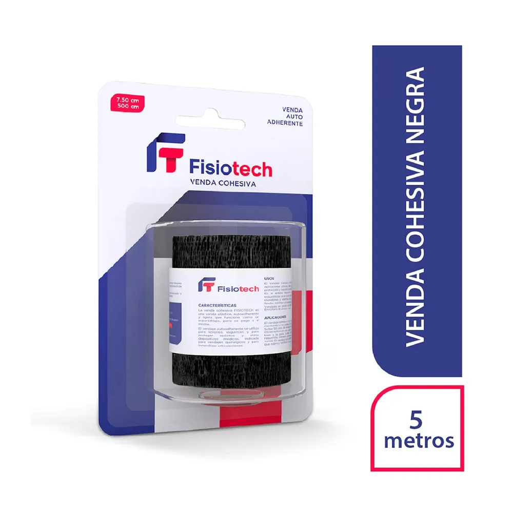 Venda Cohesiva Fisiotech® Negra 7.5Cmx5M (1 Blíster 1 Unid.)