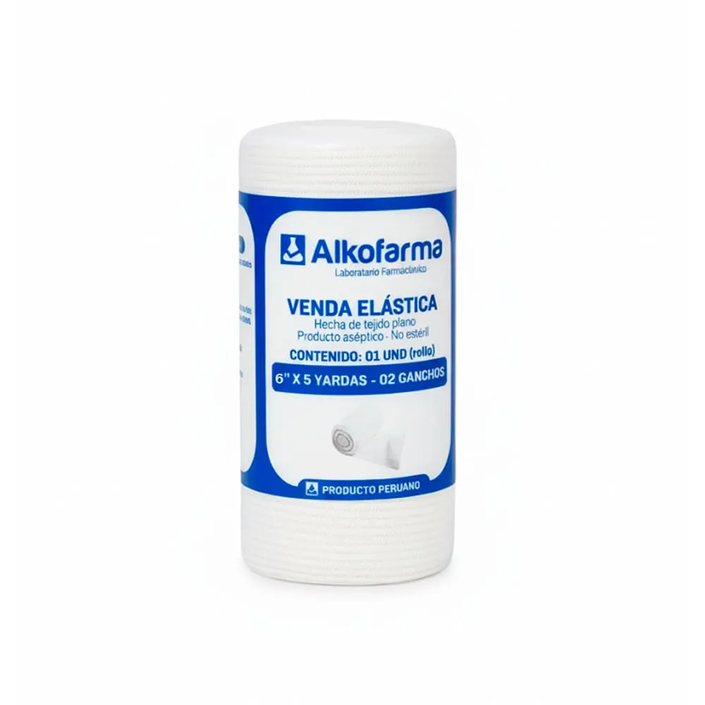 Venda Elástica Compresiva Alkofarma® 6" X 5 Yardas (1 Caja 10 Unid.) Venda Elástica Compresiva Alkofarma® 6" X 5 Yardas (1 Caja 10 Unid.)