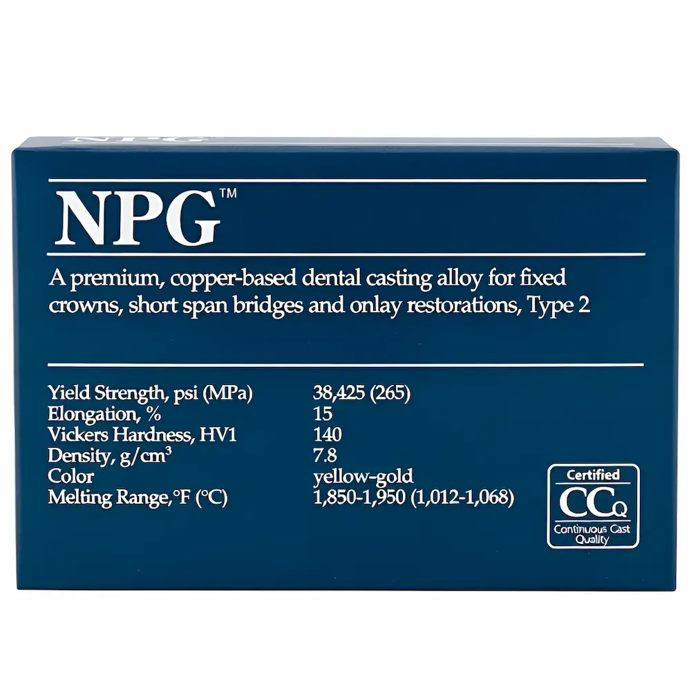 Aleación Metal Base Npg™ Aalba Dent® Amarillo Oro (1 Caja 11 Pastillas) Aleación Metal Base Npg™ Aalba Dent® Amarillo Oro (1 Caja 11 Pastillas)