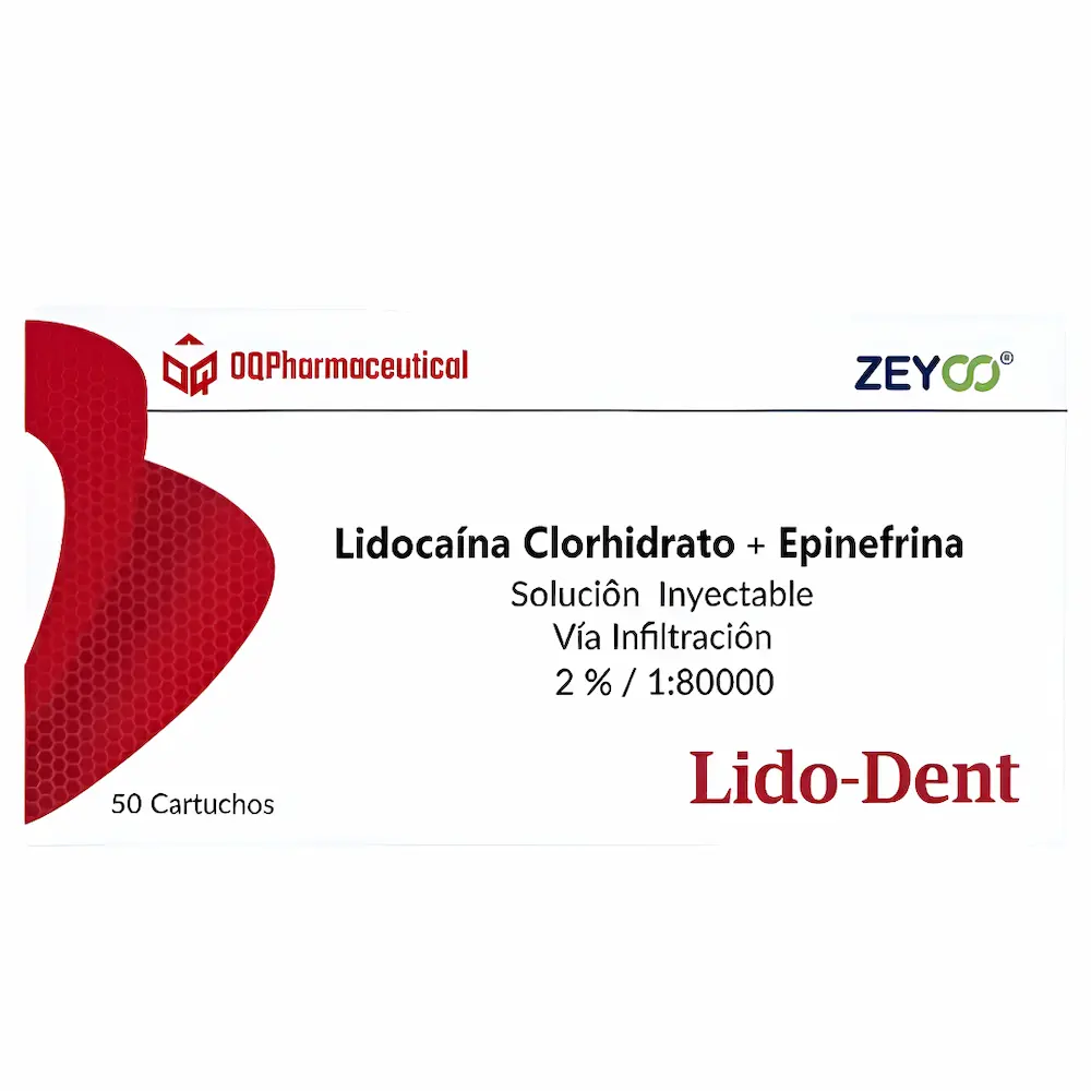Anestésico Lido-Dent 2% Con Epinefrina Zeyco® (1 Caja 50 Cartuchos)