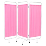 Biombo Clínico Profesional 3 Cuerpos Con Cortinas De Tela (Por Unidad) Rosado