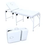 Camilla Portátil Reclinable Tipo Maletín Plegable 1 Set Completo Blanco